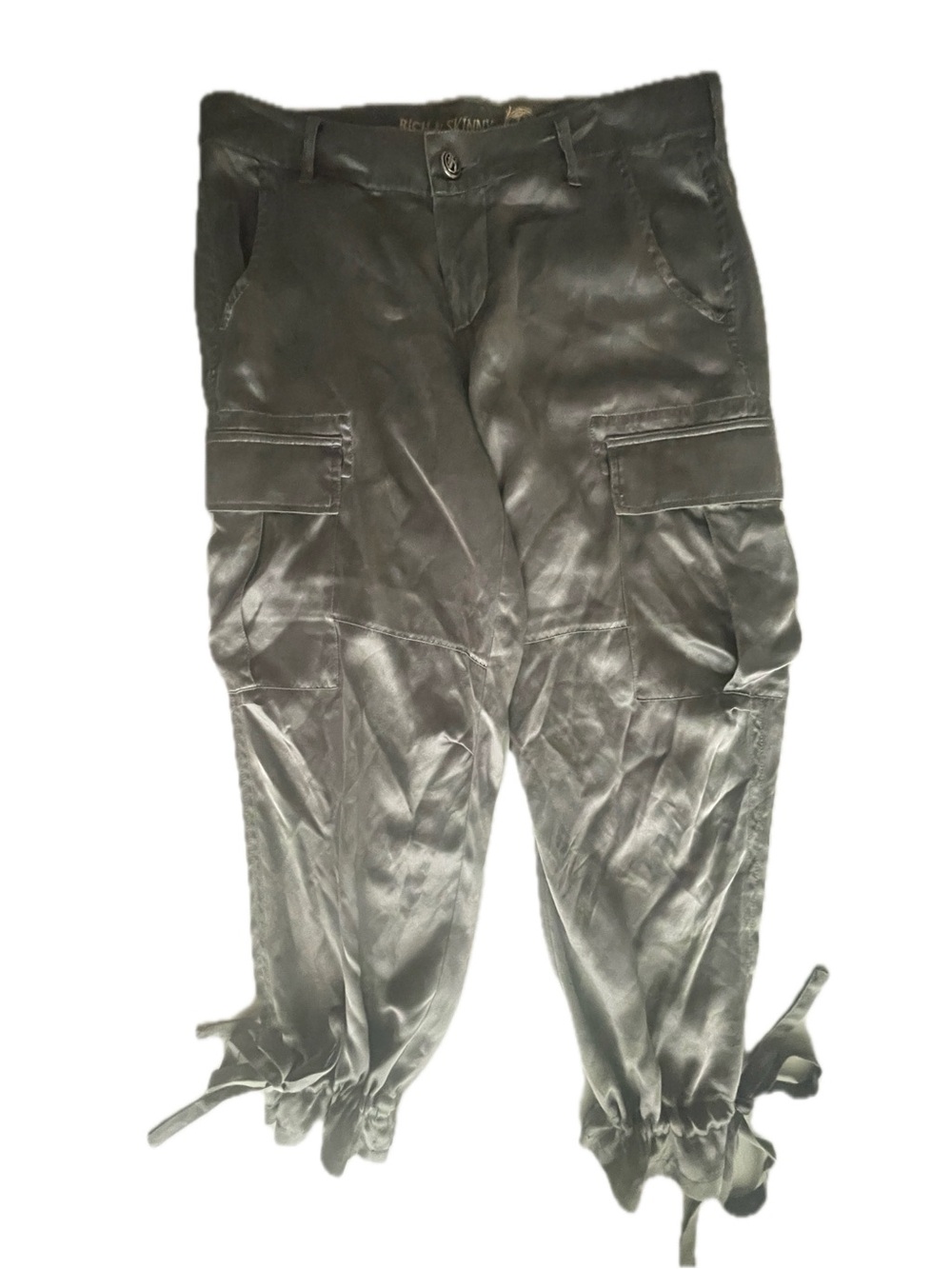 Rich & Skinny Grey Silk Cropped Cargo Pants